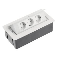 Výklopný blok zapuštěný, 3x zásuvka (schuko verze), barva bílá, kabel o délce 1.5m