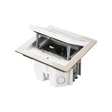 Robustní podlahová zásuvka 1x 250V/16A + 1x port RJ45 cat.6, jednoduchý zámek, krytí IP66, pro zvýšené podlahy, barva šedá matná