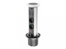 Výsuvná zásuvka CAMINO s osvetlením, 2x 230V, 2x USB-A/C nabíjací, 1x bezdrôtová indukčná nabíjačka, vypínač, kábel 1.5m, farba biela