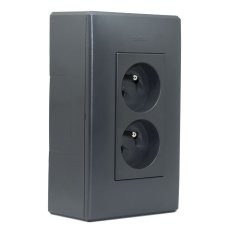 Nástenný box S500, 1x dvojzásuvka 250V, bez kábla, farba grafitovo-šedá