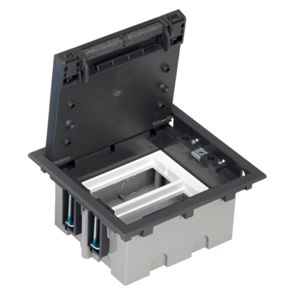 Podlahová krabice SF obdélníkový 4×K45 2×S500 93mm128mm grafitově-šedá