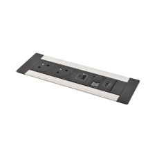 Zapuštěný blok INCARA Multilink (horizontální verze), 2x zásuvka 250V Surface, 1x dvojitá USB A+C nabíječka, 1x RJ45, 1x HDMI, kabel 2m, barva černo-stříbrná