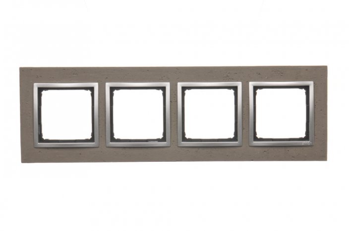 Betonový rámeček 4-násobný tmavý beton/stříbro