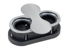 Zásuvkový box 1x 230V s USB nabíječkou s otočným víkem, kabel 1m, barva stříbrná - broušená ocel