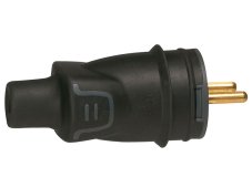 Vidlice gumová 2P+T, IP44, 16 A, vývod přímý, černá