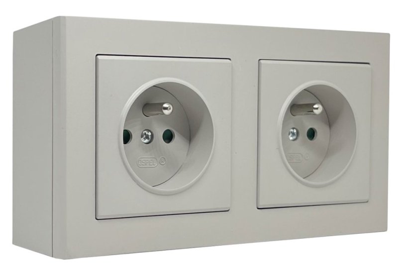 Zásuvka na zeď SONATA, 2x 250V/16A, barva kašmír
