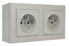 Zásuvka na zeď SONATA, 2x 250V/16A, barva kašmír
