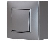 Vypínač nástěnný, řazení č.1, instalace na omítku, matné šedé metalizované barvy