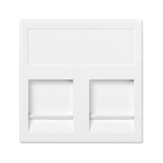 Kryt datové zásuvky K45 NEXANS dvojitá plochá s kryty 45×45mm čistě bílá