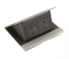 Pop-up blok INCARA 2x zásuvka 250V + montážní rám, hliníkový kryt, kabel 2m