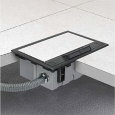 Podlahová zásuvka 2x 250V/16A (zásuvka biela) + 4x port RJ45 cat. 6, farba boxu šedá, pre zvýšené podlahy