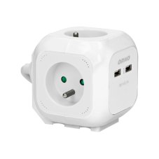 Predlžovací kábel 4x 230V, 2x USB nabíjací, kábel 1.4m, farba biela