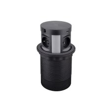 Zásuvkový blok s bezdrôtovou nabíjačkou, 4x 230V + 2x RJ45 + 2x USB (A+C), čierna farba, kábel 1.7m
