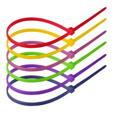 Stahovací pásky, sada neonové barvy, 4,8x300mm, 120 ks, barvy: červená, žlutá, růžová, zelená, fialová, modrá