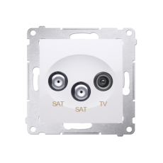Anténna zásuvka SAT+SAT+RTV terminál (zariadenie s krytom), 2x vstup: 5 MHz÷2,4 GHz, Simon 54, farba biela