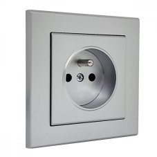Zásuvky v rámečku pod omítku, 1x 230V/16A, barva stříbrná metalíza
