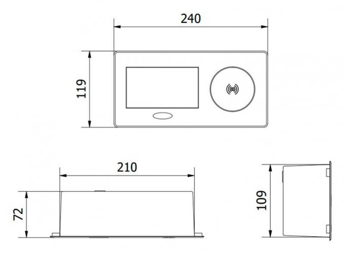 Výklopný blok AVARO PLUS, 1x 230V, 2x USB-A/C nabíjecí, 1x bezdrátová nabíječka Qi, kabel 1.5m, barva stříbrná