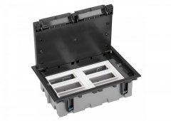 Podlahová zásuvka SF 310x225 mm, 12x 250V/16A (zásuvky bílé), barva boxu grafit, pro zvýšené podlahy