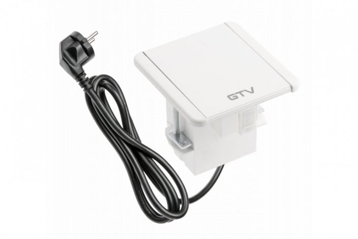 Zásuvka zápustná FLIP s odklápěcím krytem, 1x 250V, 2x USB-A nabíječka, 1x RJ45 cat.6, 1x HDMI, kabel 1.5m, barva bílá
