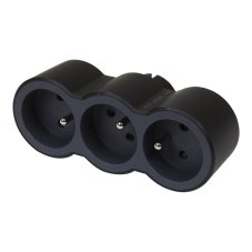 Rozbočka do zásuvky 3x 2P+T, 16A, 3680W, barva černá