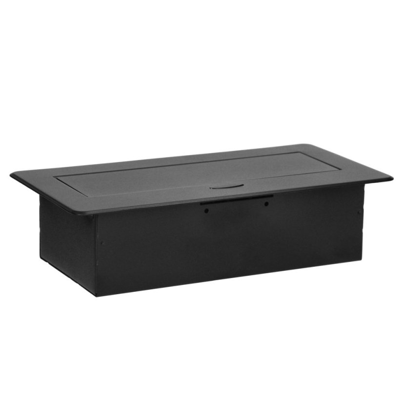 Výklopný zásuvkový blok s frézovaným krytom, 2x zásuvka 230V, 2x USB A + C nabíjačka 5V / 3,6A, bez kábla, farba čierna