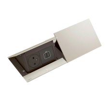Pop-up blok INCARA 3x zásuvka 250V + 1x USB A+C nabíječka, (proti sobě), barva stříbrná, kabel 2m