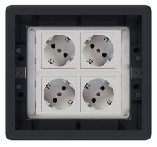 Podlahová zásuvka SF 187x171 mm, 4x 250V / 16A schuko, (zásuvky biele), farba boxu grafit, pre zvýšené podlahy