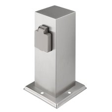 Záhradný stĺpik hranatý, 2x zásuvka 230V, 3680W, nerezová oceľ, IP44, farba strieborná