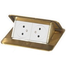 Pop-up blok, 2x zásuvka 230V, surface, broušená mosaz / bílá, kabel 2m