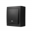 Jednopólový spínač s podsvětlením 10AX, odolný proti vlhkosti, barva černá matná