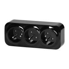 Trojnásobná zásuvka 3x 230V, 2P+E, nástenná, krytie IP20, ToDo, farba čierna
