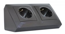 Rohová zásuvka 2x 250V (SCHUKO VERZE) , barva antracitová metalíza, bez kabelu