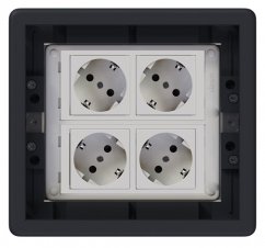Podlahová zásuvka SF 187x171 mm, 4x 250V / 16A schuko, (zásuvky biele), farba boxu grafit, pre zvýšené podlahy