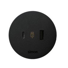 Vstavaná stolná USB A + C nabíjačka 18W, QC 3.0, priemer 60 mm, napájací kábel 2m, farba čierna matná