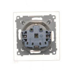 Zásuvka silová 1 násobná typ F (přístroj s krytem), se clonkami, IP44, s těsněním rámečku, průhledné víčko, 16 A / 250 V~, šroubové svorky, Simon 54, barva zlatá metalizovaná