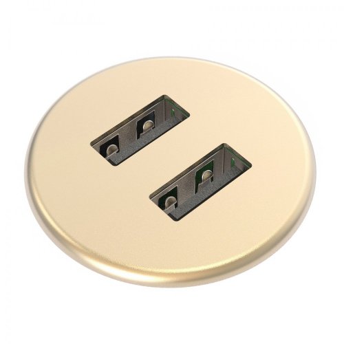 Nabíjačka Powerdot MICRO - 2x USB-A, 5V / 2A, kovová, žltý kremeň