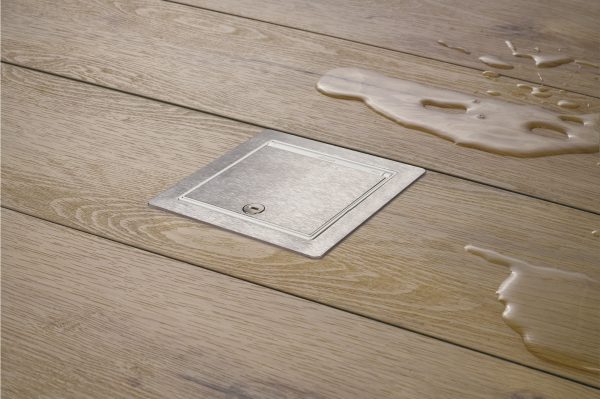 Robustní podlahová zásuvka 1x 250V/16A + 1x port RJ45 cat.6, jednoduchý zámek, krytí IP66, pro zvýšené podlahy, barva šedá matná