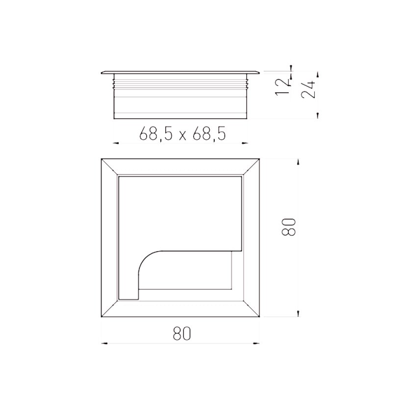 Kabelová průchodka 80 x 80 mm, materiál hliník, barva černá