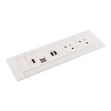 Zapustený blok INCARA Multilink (horizontálna verzia), 2x zásuvka 250V Surface, 1x dvojitá USB A+C nabíjačka, 1x RJ45, 1x HDMI, kábel 2m, farba bíela