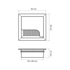 Kabelová průchodka 80 x 80 mm, materiál hliník, barva bílá