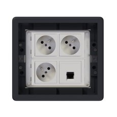 Podlahová zásuvka 3x 250V / 16A, 1x RJ45 cat.5e, farba grafitovo-šedá, pre liate podlahy