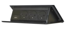 Pop-up blok INCARA 3x zásuvka 250V surface, 1x HDMI 2.0 + montážny rám, farba čierna, kábel 2m
