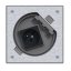 Podlahová nerezová zásuvka 1x 250V, manuální zámek, IP66, 135x135 mm, pro lité podlahy