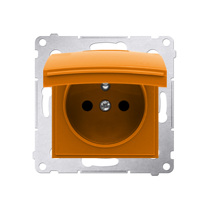 Kryt zásuvky s uzemněním - IP44 - vičko v barvě krytu, antibakteriální oranžový
