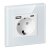 Zásuvka 2P+Z (schuko) s USB-A + USB-C nabíjačkou 5VDC /3A, sklenený ramiček, farba biela