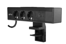 Stolní blok NICO, 3x zásuvka 230V (schuko), 2x nabíjecí USB A+C 30W, kabel 1.5m, barva černá