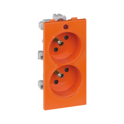 Dvojzásuvka CIMA s uzemňovacím kolíkem se signalizací napětí 16A 250V šroubové svorky 108×52mm oranžový