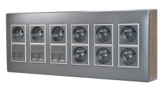 Nástěnný box S500, 9x zásuvka 250V, 6x RJ45 cat.6, barva grafitová