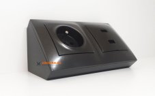 Rohová zásuvka 1x 250V/16A + 2x USB nabíječka, barva antracitová metalíza, bez kabelu