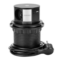 Výsuvný zásuvkový blok 3x 230V, indukčná Qi a 2x USB A+C nabíjačka, kábel 1.5m, farba čierna